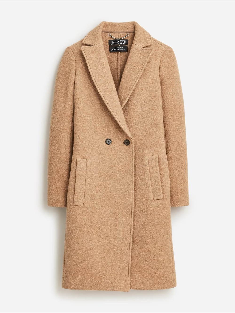J. Crew Italian wool Camel Wool-Blend Double-Breasted Peacoat